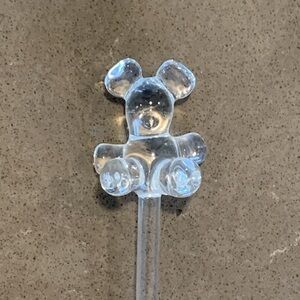NWOT Vtg Princess House Crystal Glass Teddy Bear Swizzle Stick Stirrer 12”